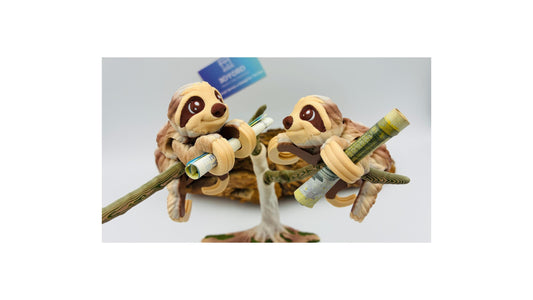 1.) Bewegliches 3D Faultier Geldgeschenk – Originelle Geschenkidee zur Hochzeit, Geburtstag oder Taufe – Optional mit Baum