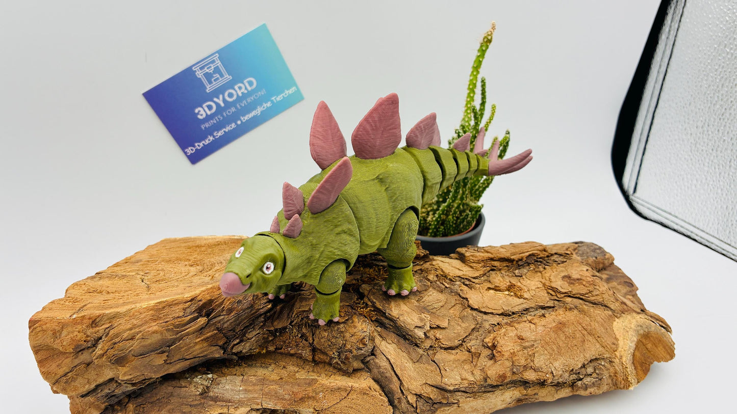 3D gedruckter Stegosaurus, detailreich & beweglich, süßer realistischer Dino in bis zu 4 Farben, verschiedene Größen, Geschenk für Dino-Fans