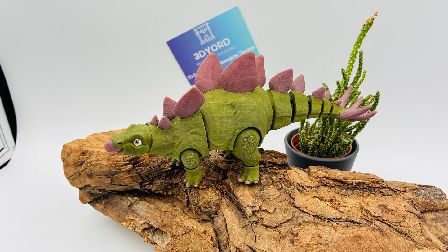 3D gedruckter Stegosaurus, detailreich & beweglich, süßer realistischer Dino in bis zu 4 Farben, verschiedene Größen, Geschenk für Dino-Fans