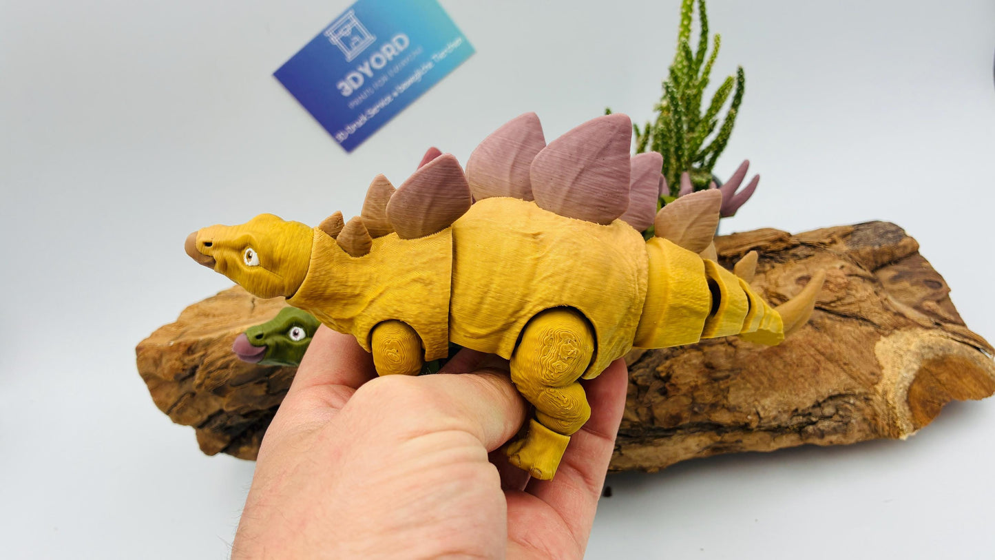 3D gedruckter Stegosaurus, detailreich & beweglich, süßer realistischer Dino in bis zu 4 Farben, verschiedene Größen, Geschenk für Dino-Fans