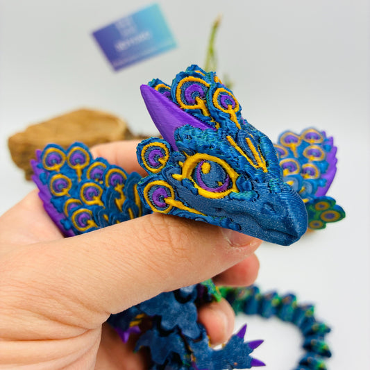 Magischer Baby Pfauenaugendrache – 3D-gedruckt, detailreich & beweglich | Peacock Dragon