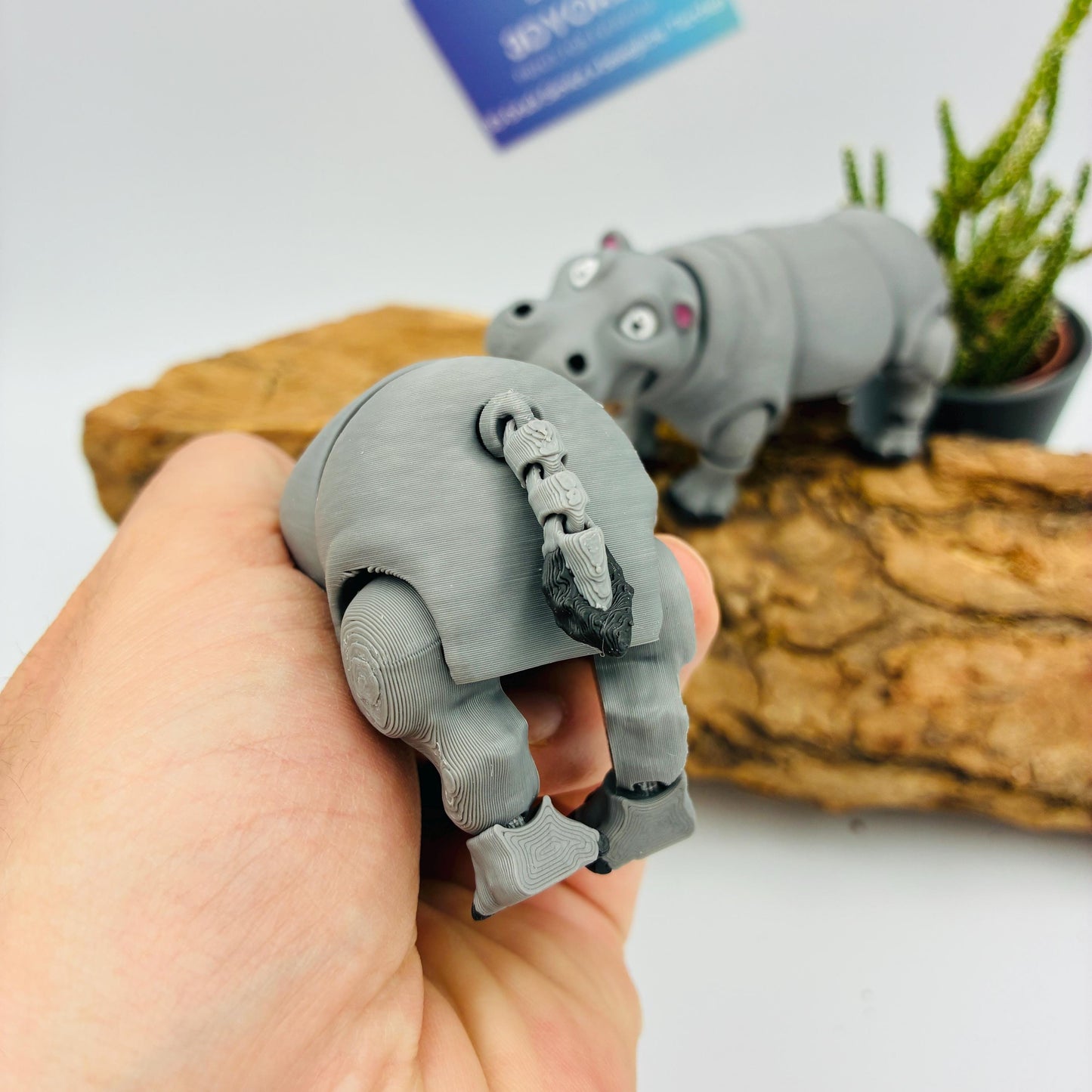 3D gedrucktes Nilpferd beweglich | Flexi Hippo | Geschenkidee Flusspferd | Zoo Figur | Afrika Deko