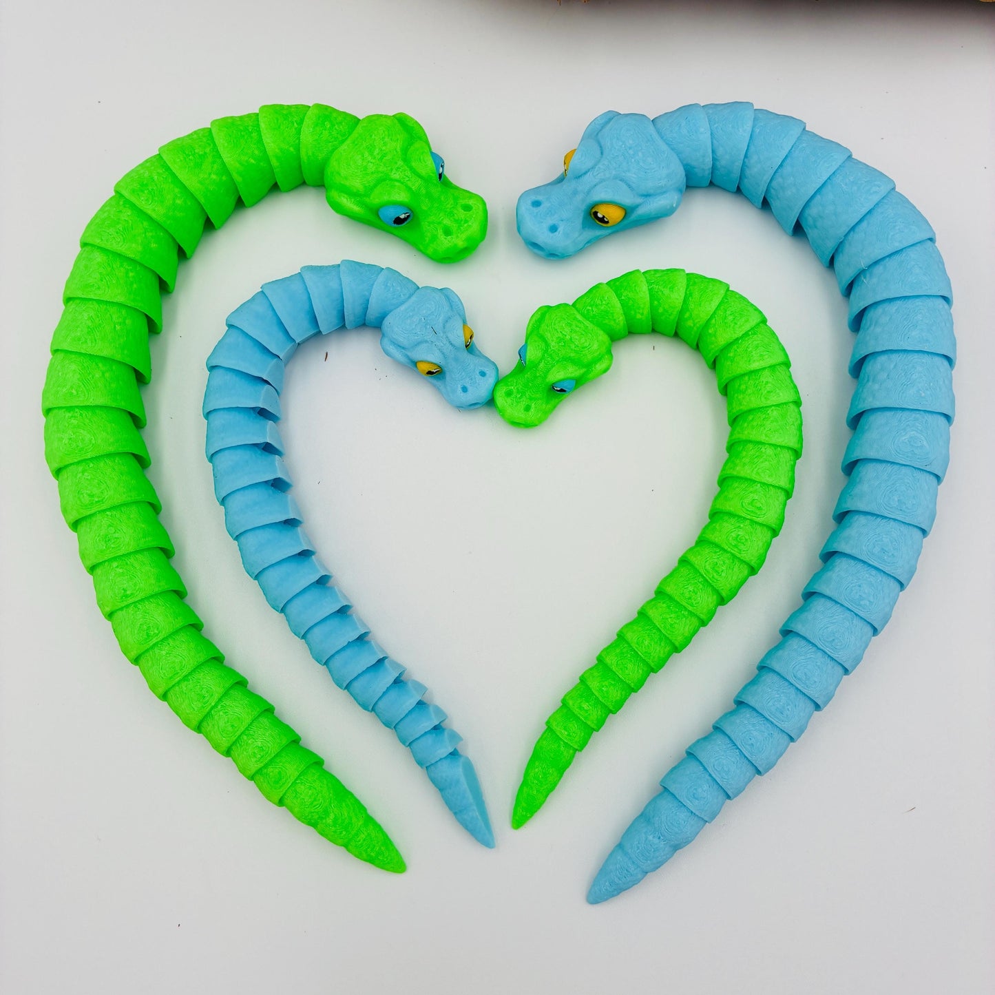 3D gedruckte bewegliche Schlange, nachtleuchtend, verschiedene Farben & Größen, inspiriert von Gary de Snake, dekorative Fidget-Schlange