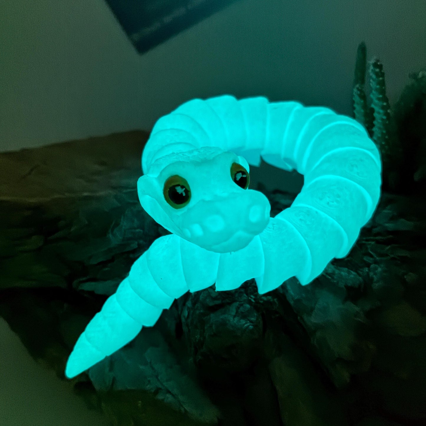 3D gedruckte bewegliche Schlange, nachtleuchtend, verschiedene Farben & Größen, inspiriert von Gary de Snake, dekorative Fidget-Schlange