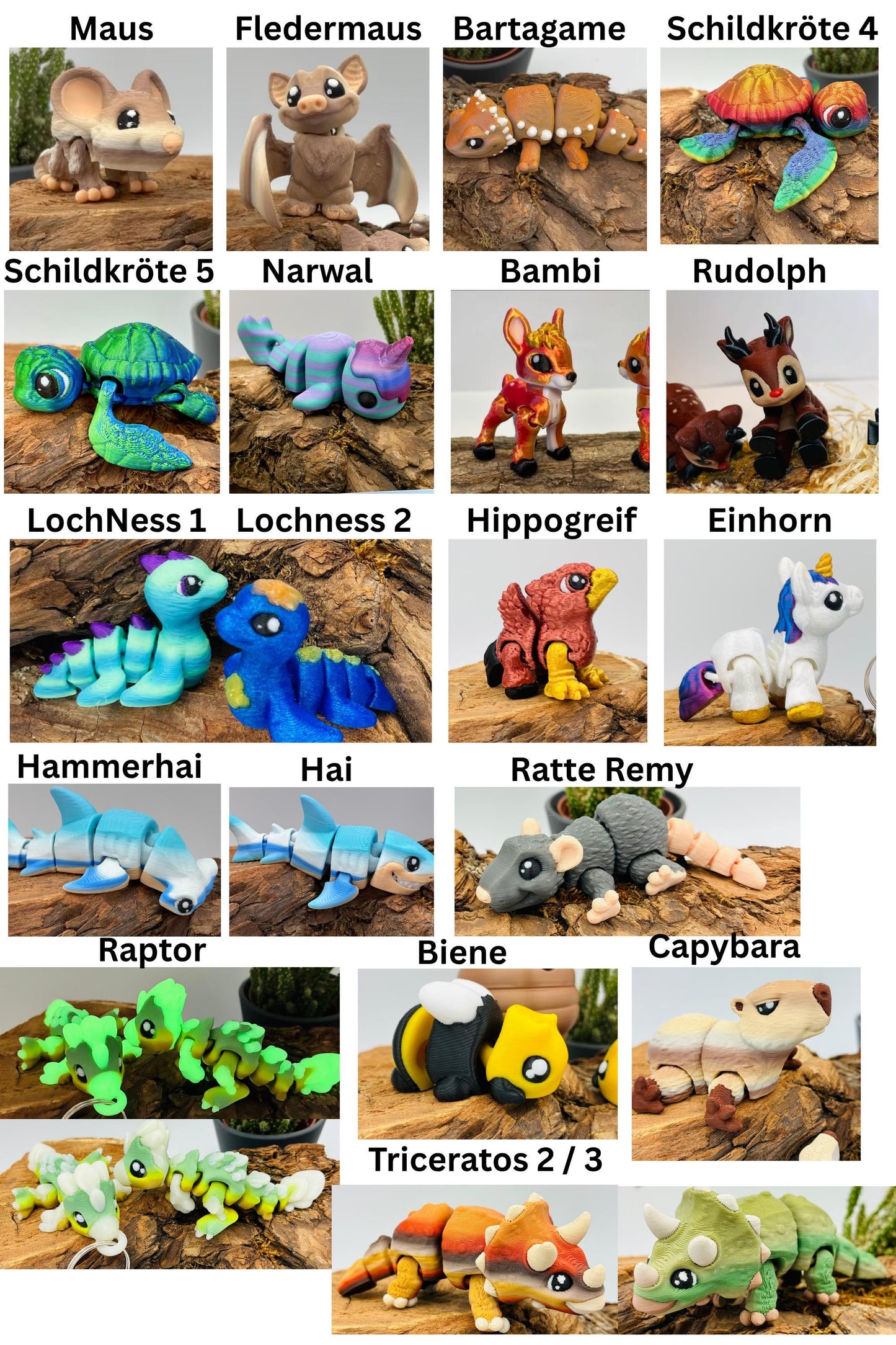 Flexi Tiere für Groß und Klein | 3D Druck Fidget | Geschenkidee | Sets | Ei
