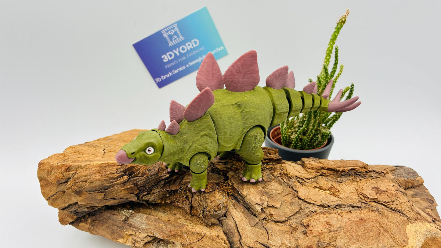 3D gedruckter Stegosaurus, detailreich & beweglich, süßer realistischer Dino in bis zu 4 Farben, verschiedene Größen, Geschenk für Dino-Fans