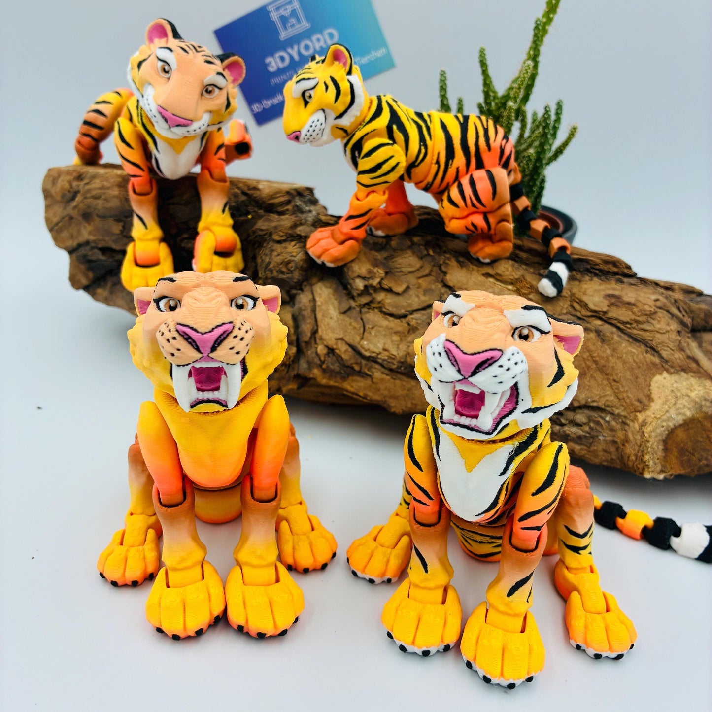 Beweglicher 3D gedruckter Tiger | Flexi Tiger in Wunschfarbe | Fidget Geschenk für Tierliebhaber | auch als Säbelzahntiger