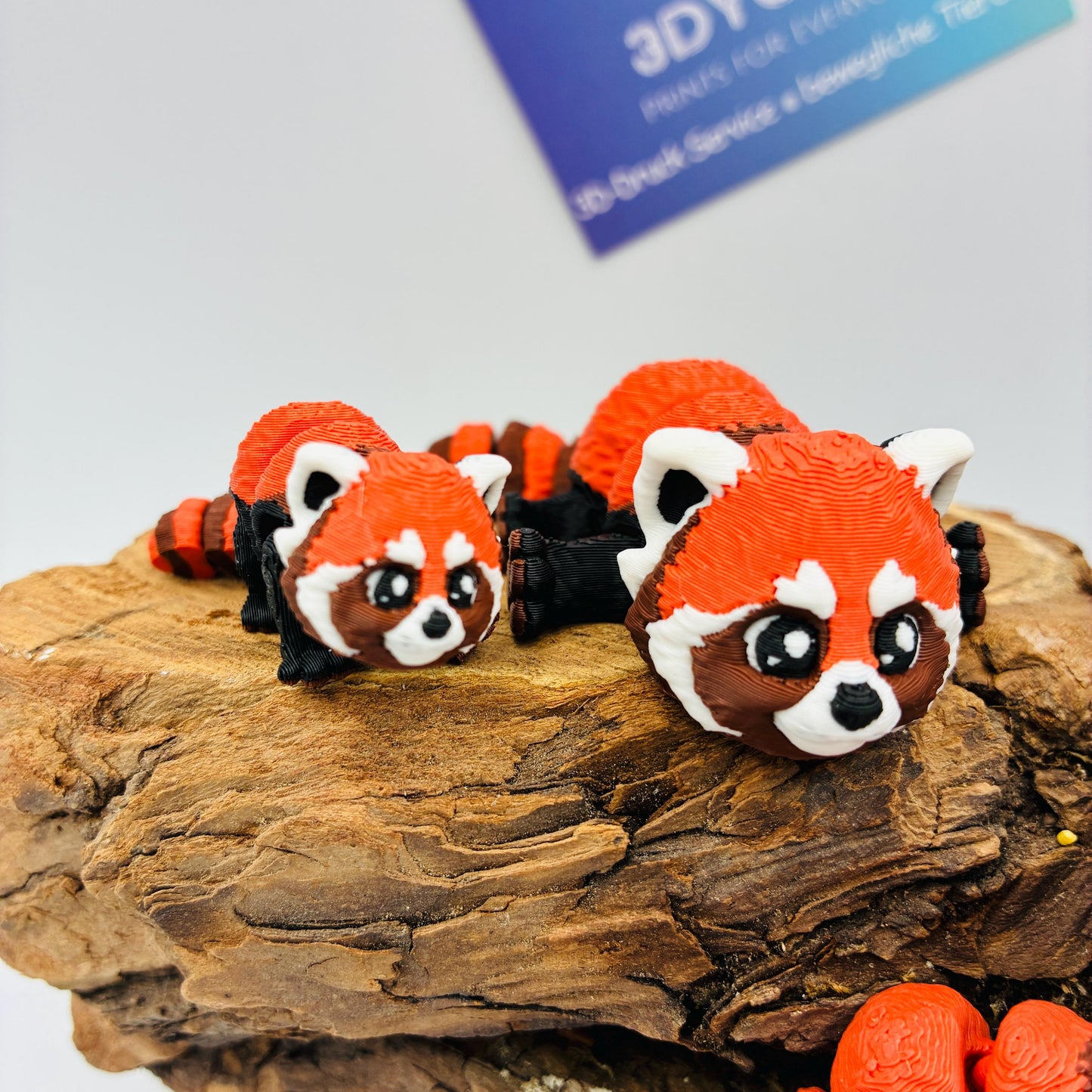 Beweglicher 3D gedruckter Baby Roter Panda | Flexi Red Panda | Optional als Schlüsselanhänger | Articulated Panda | Süße Deko & Fidget Toy