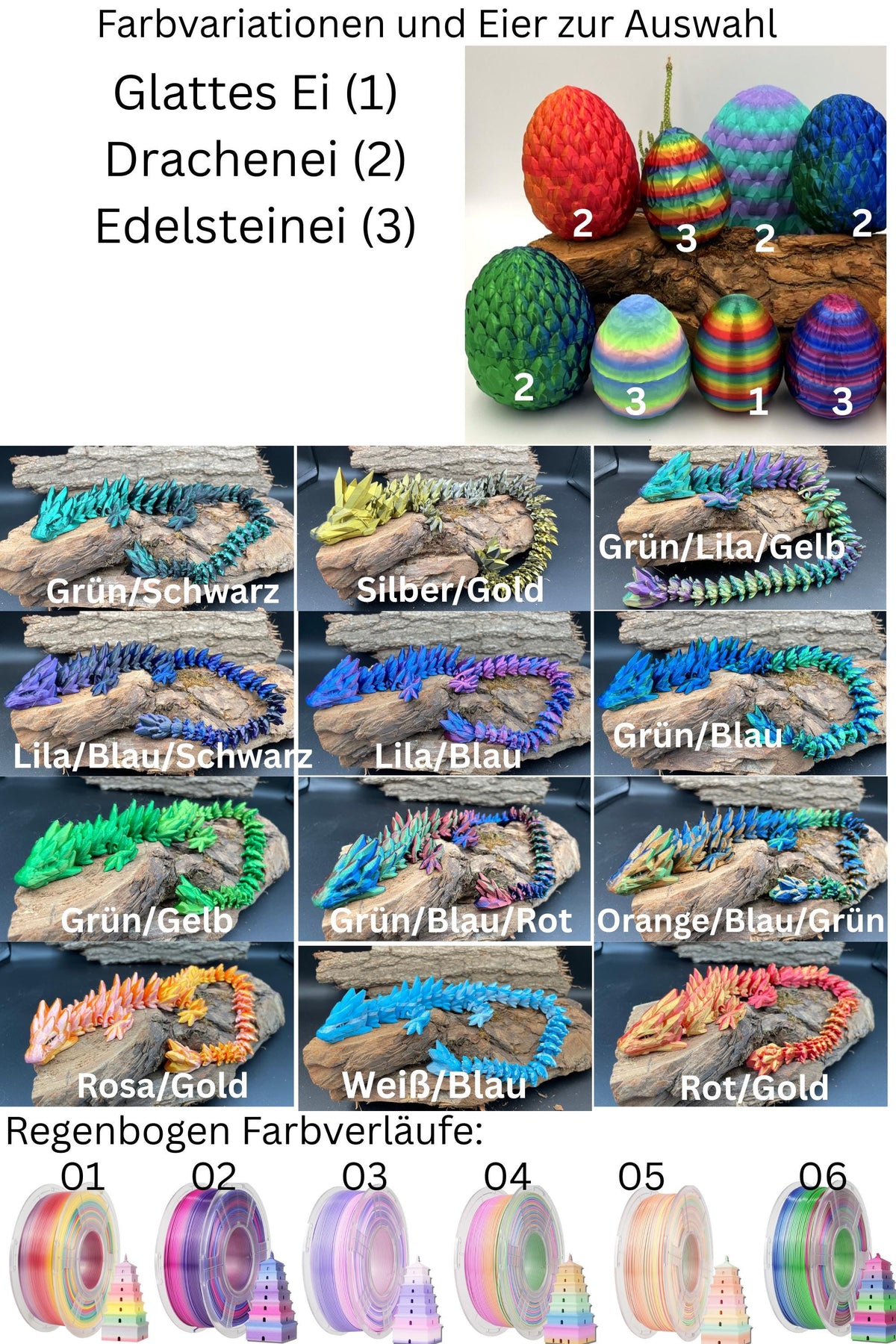 Beweglicher Monstera Drache & Baby – 3D-gedruckte Plant Dragon Figur – flexible Fantasy Deko – Geschenk für Pflanzenfans