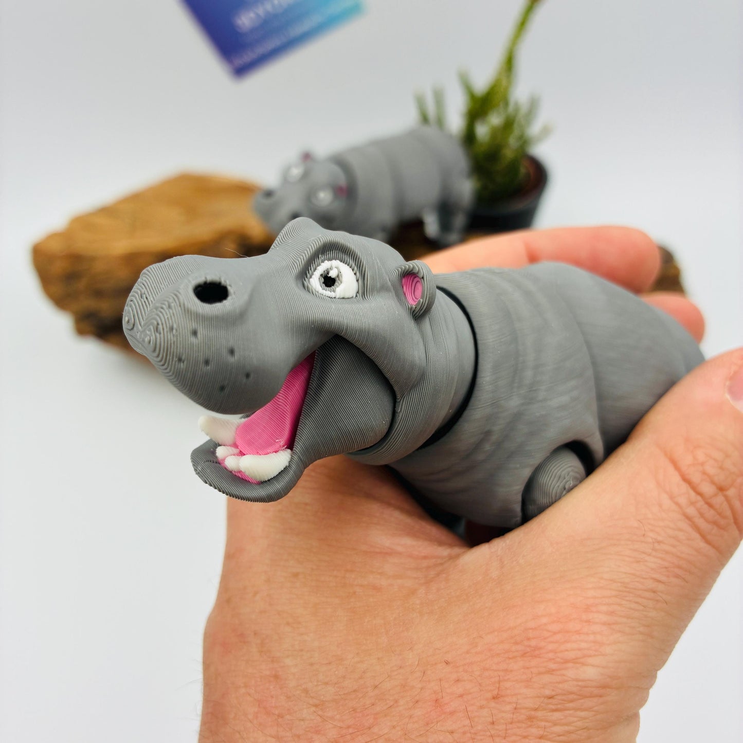 3D gedrucktes Nilpferd beweglich | Flexi Hippo | Geschenkidee Flusspferd | Zoo Figur | Afrika Deko
