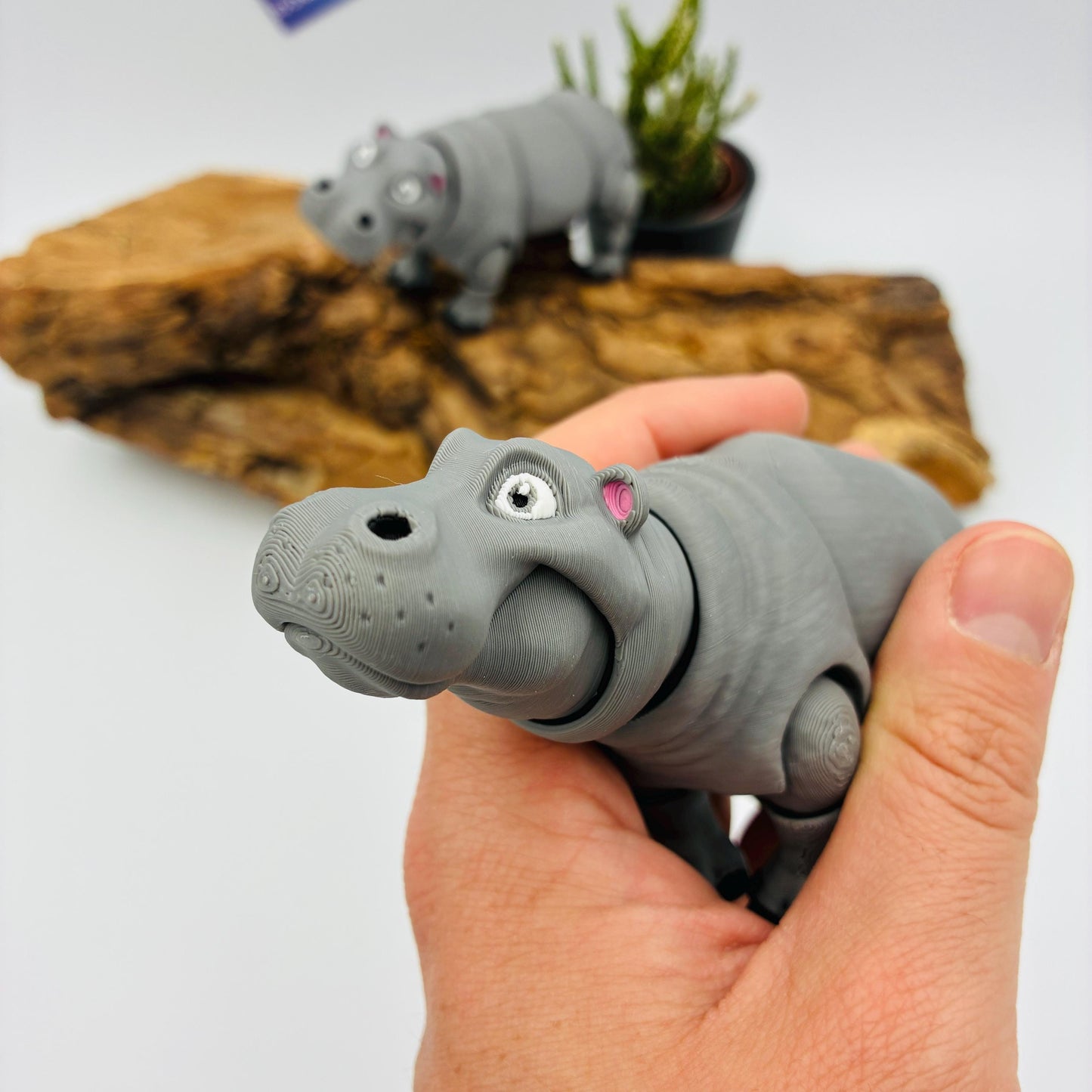 3D gedrucktes Nilpferd beweglich | Flexi Hippo | Geschenkidee Flusspferd | Zoo Figur | Afrika Deko