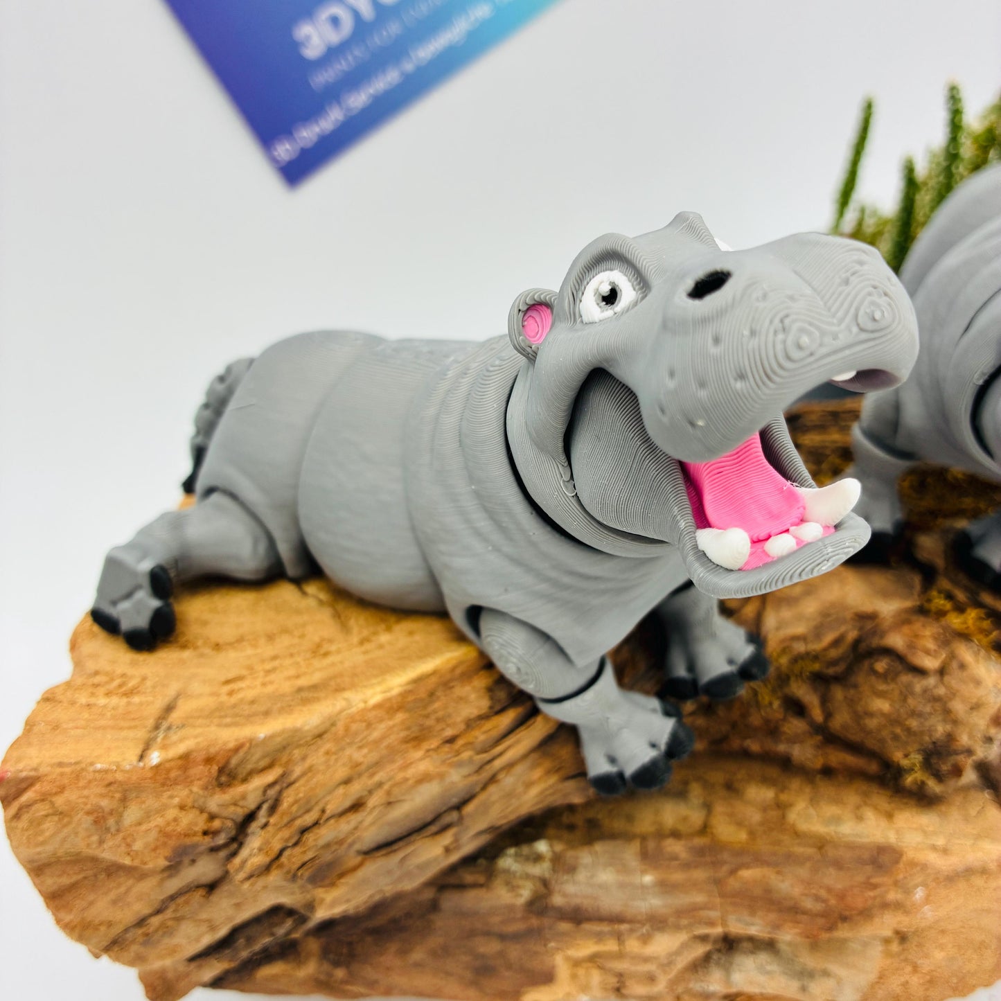 3D gedrucktes Nilpferd beweglich | Flexi Hippo | Geschenkidee Flusspferd | Zoo Figur | Afrika Deko
