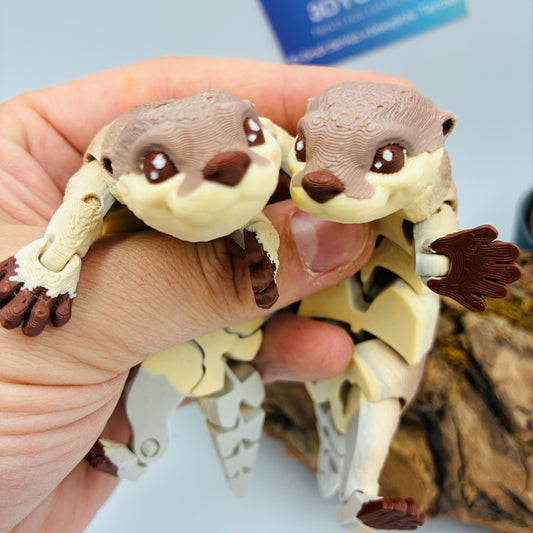 Beweglicher 3D-gedruckter Otter – Flexi Tierfigur in Wunschfarbe & 3 Größen