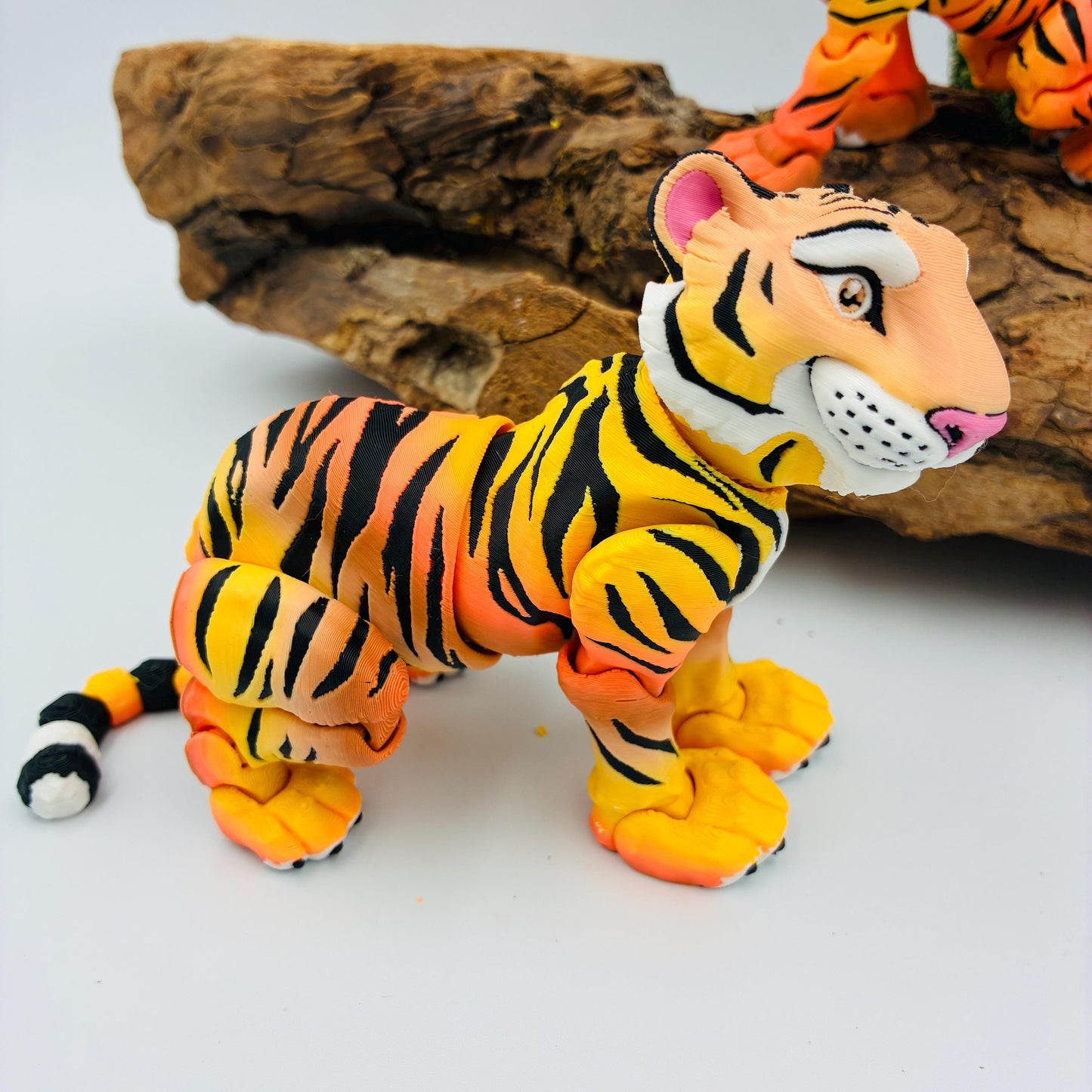 Beweglicher 3D gedruckter Tiger | Flexi Tiger in Wunschfarbe | Fidget Geschenk für Tierliebhaber | auch als Säbelzahntiger