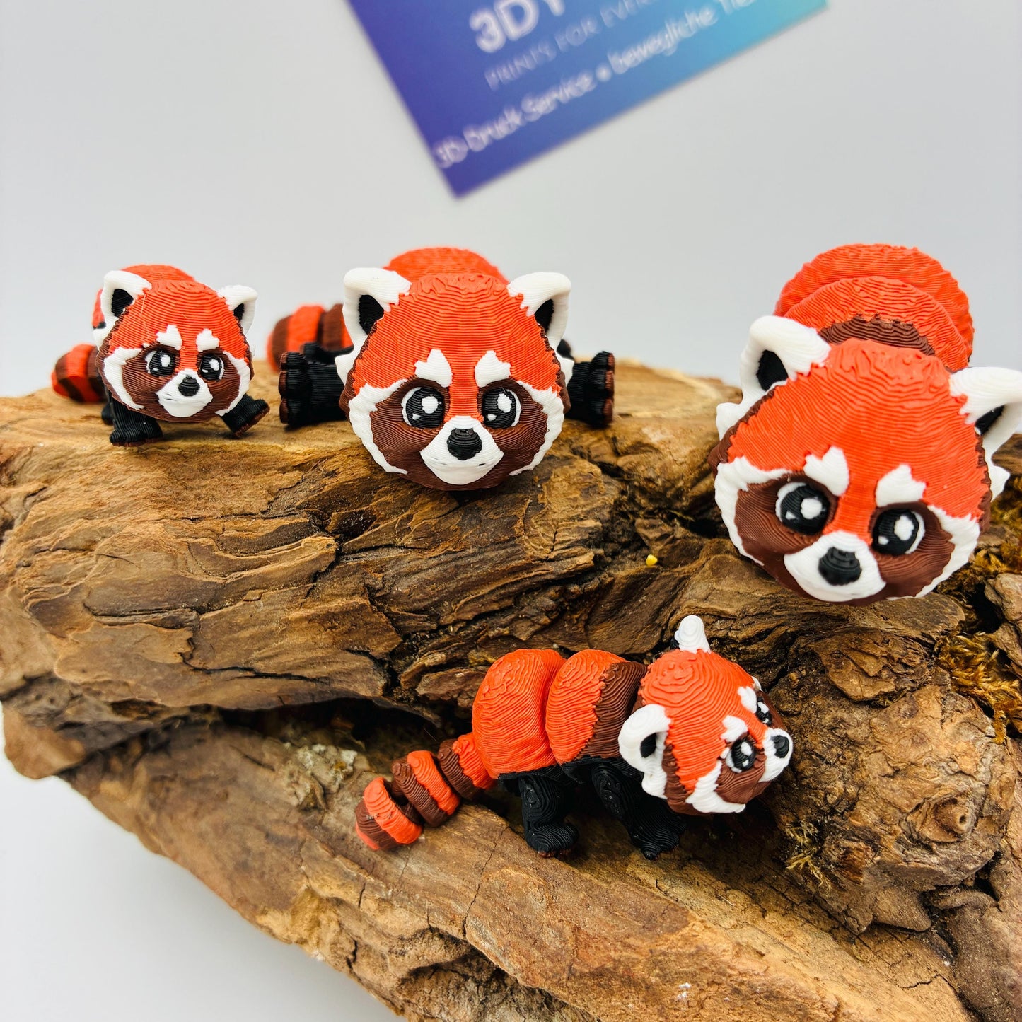 Beweglicher 3D gedruckter Baby Roter Panda | Flexi Red Panda | Optional als Schlüsselanhänger | Articulated Panda | Süße Deko & Fidget Toy