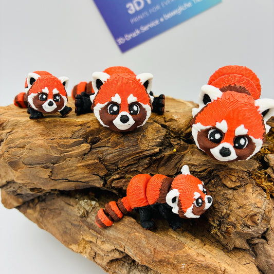 Beweglicher 3D gedruckter Baby Roter Panda | Flexi Red Panda | Optional als Schlüsselanhänger | Articulated Panda | Süße Deko & Fidget Toy