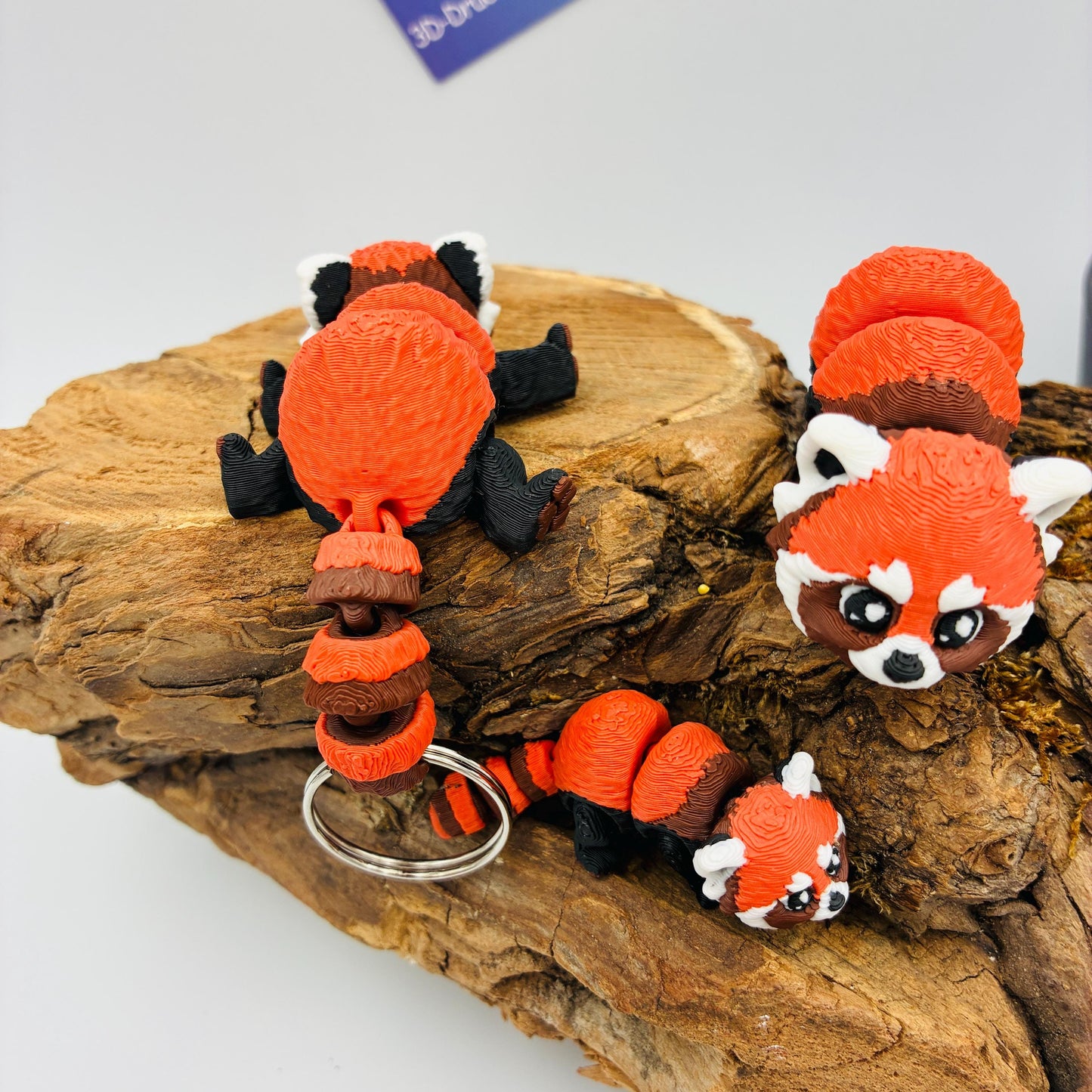 Beweglicher 3D gedruckter Baby Roter Panda | Flexi Red Panda | Optional als Schlüsselanhänger | Articulated Panda | Süße Deko & Fidget Toy