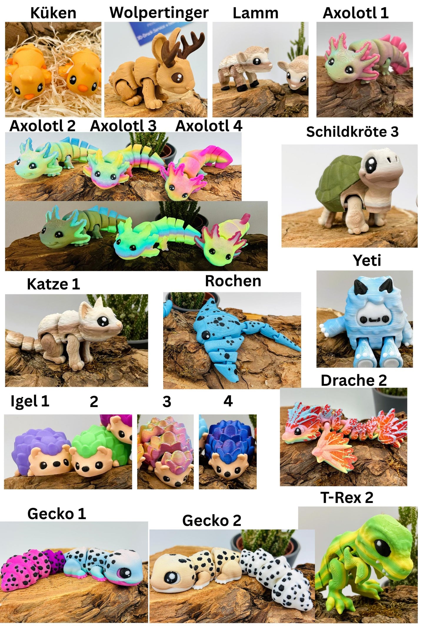 Flexi Tiere für Groß und Klein | 3D Druck Fidget | Geschenkidee | Sets | Ei