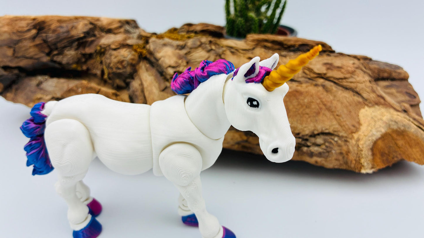 Bewegliches 3D-gedrucktes Einhorn – Magische Flexi-Figur in Wunschfarben