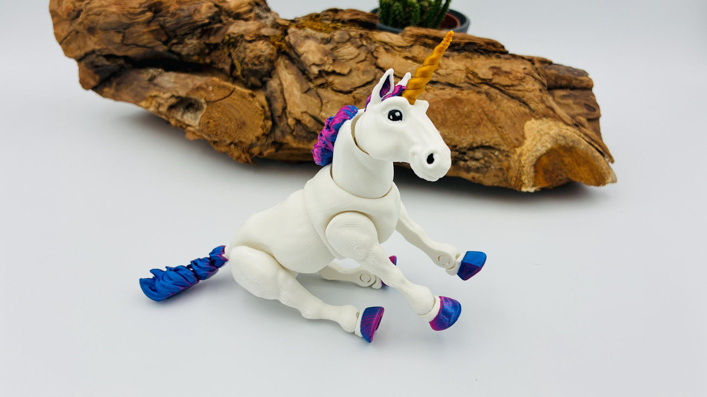 Bewegliches 3D-gedrucktes Einhorn – Magische Flexi-Figur in Wunschfarben