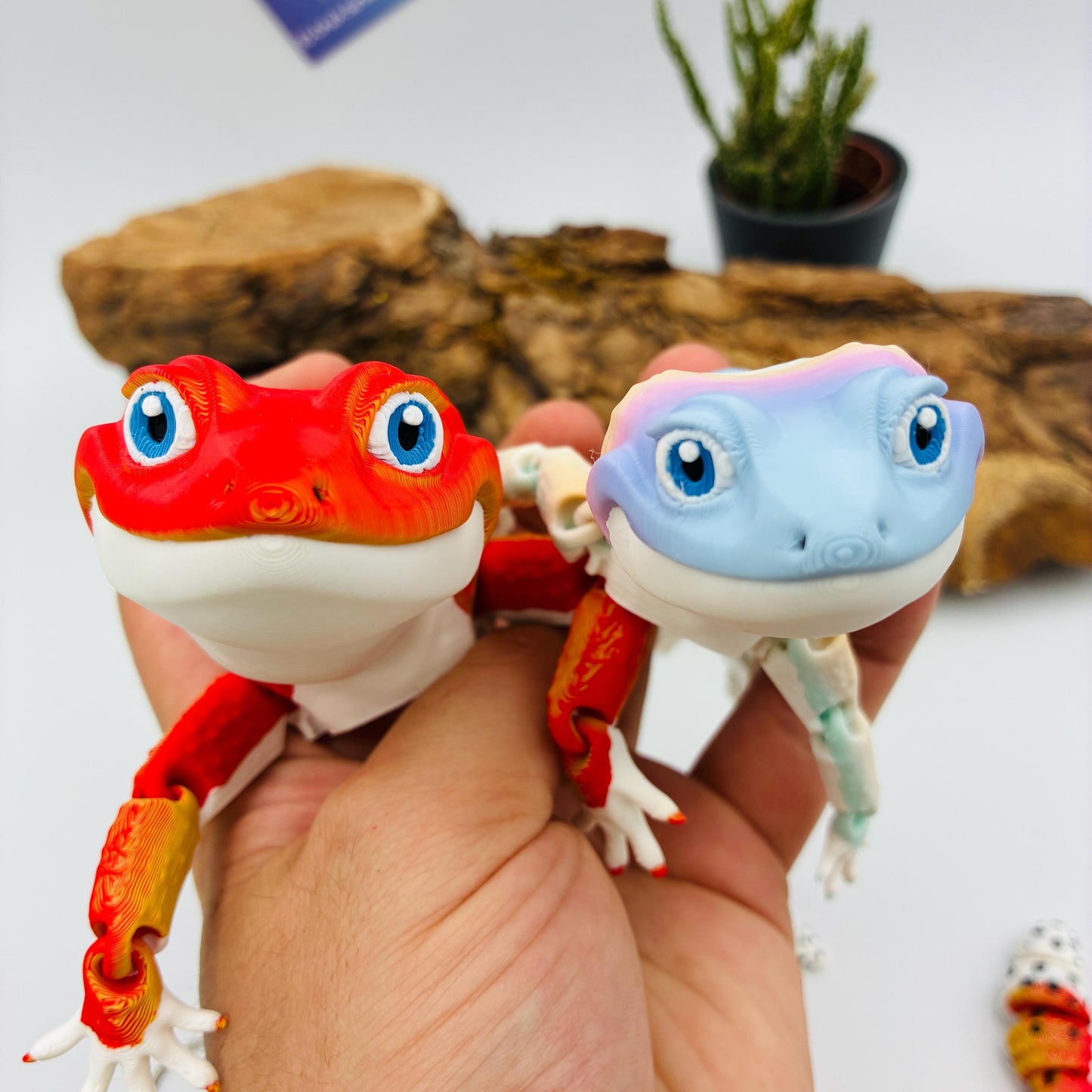 3D gedruckter Baby Leopard Gecko – beweglich, detailreich, Wunschfarbe, verschiedene Größen, Baby-Variante, Schlüsselanhänger