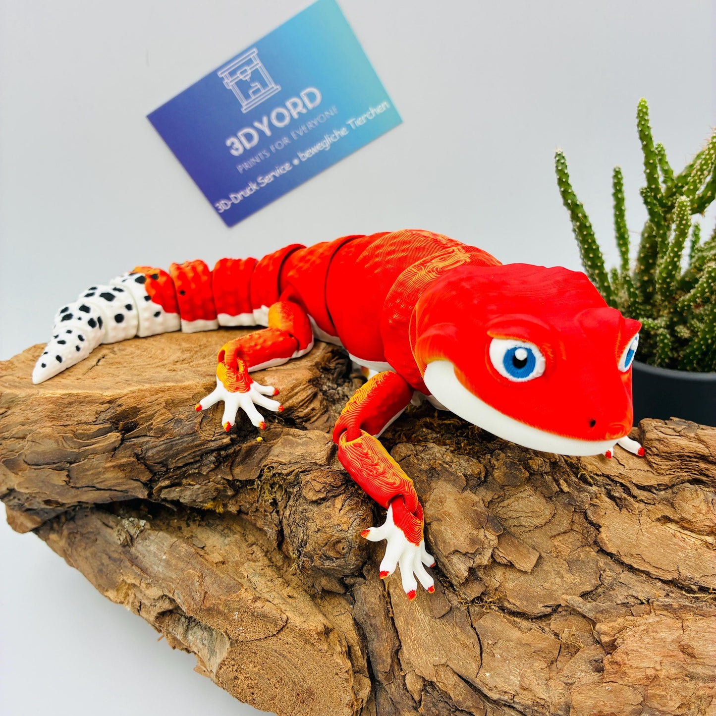 3D gedruckter Baby Leopard Gecko – beweglich, detailreich, Wunschfarbe, verschiedene Größen, Baby-Variante, Schlüsselanhänger