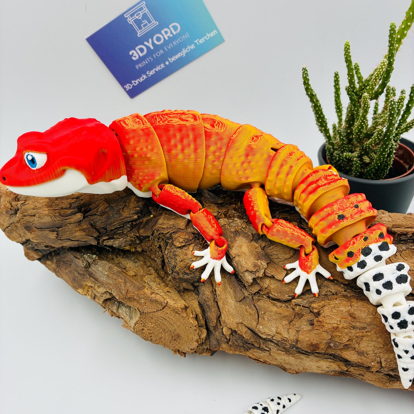 3D gedruckter Leopard Gecko – beweglich, detailreich, Wunschfarbe, verschiedene Größen, Baby-Variante, Schlüsselanhänger