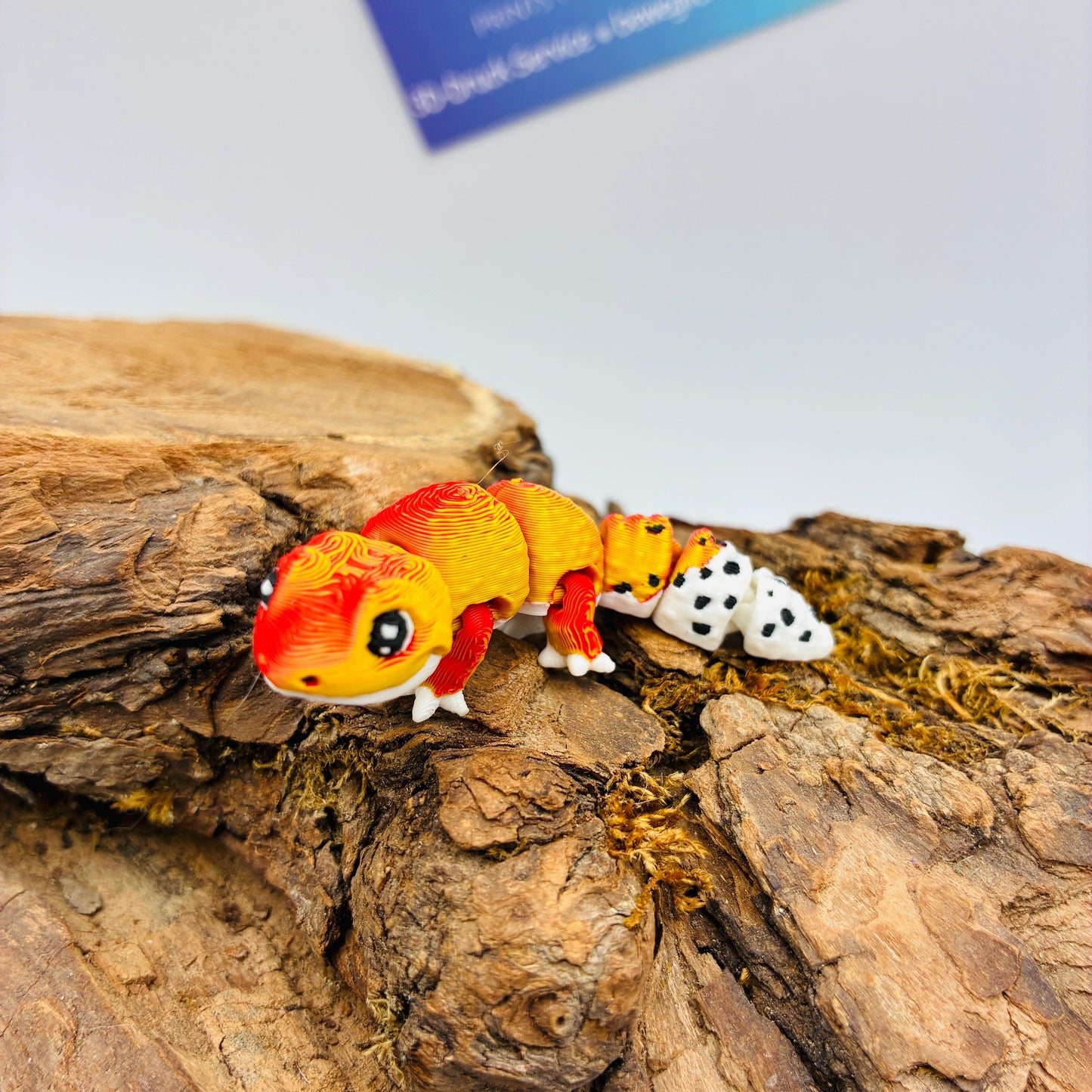 3D gedruckter Leopard Gecko – beweglich, detailreich, Wunschfarbe, verschiedene Größen, Baby-Variante, Schlüsselanhänger