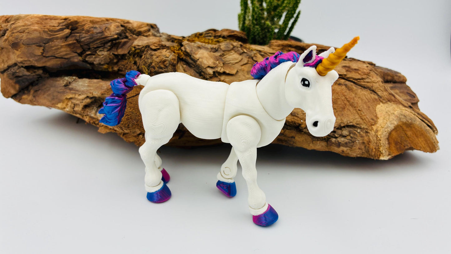 Bewegliches 3D-gedrucktes Einhorn – Magische Flexi-Figur in Wunschfarben