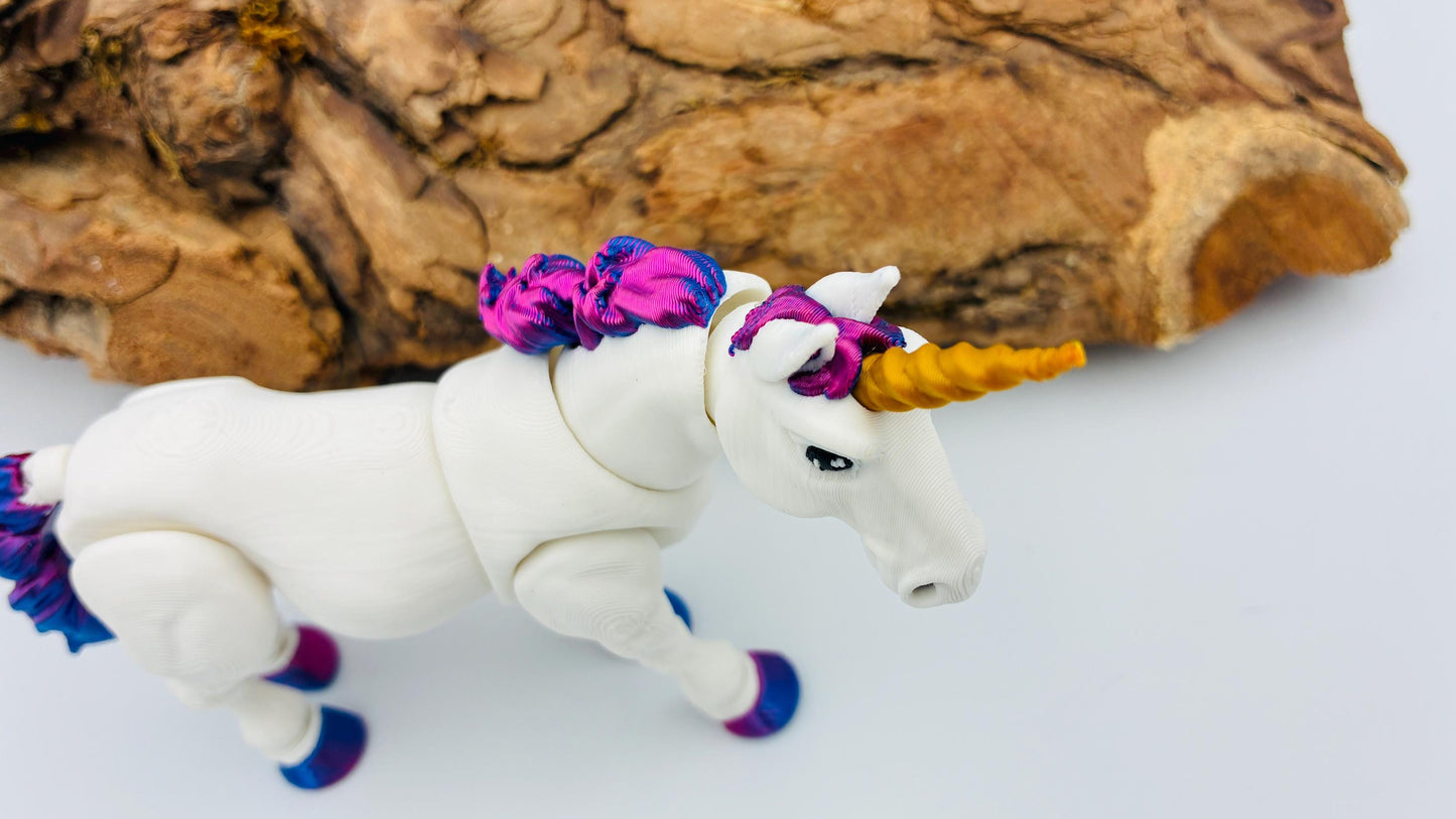 Bewegliches 3D-gedrucktes Einhorn – Magische Flexi-Figur in Wunschfarben