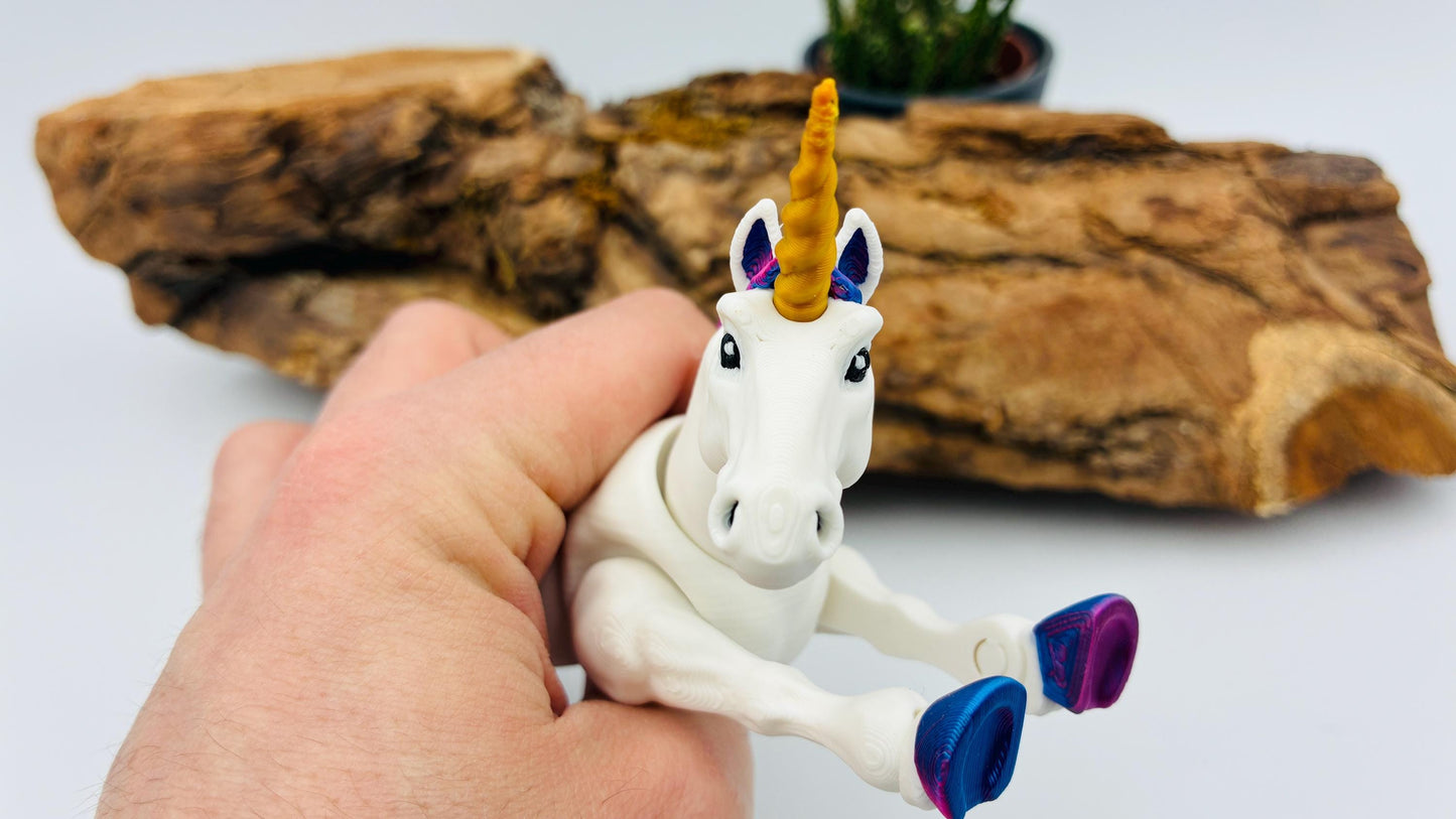 Bewegliches 3D-gedrucktes Einhorn – Magische Flexi-Figur in Wunschfarben
