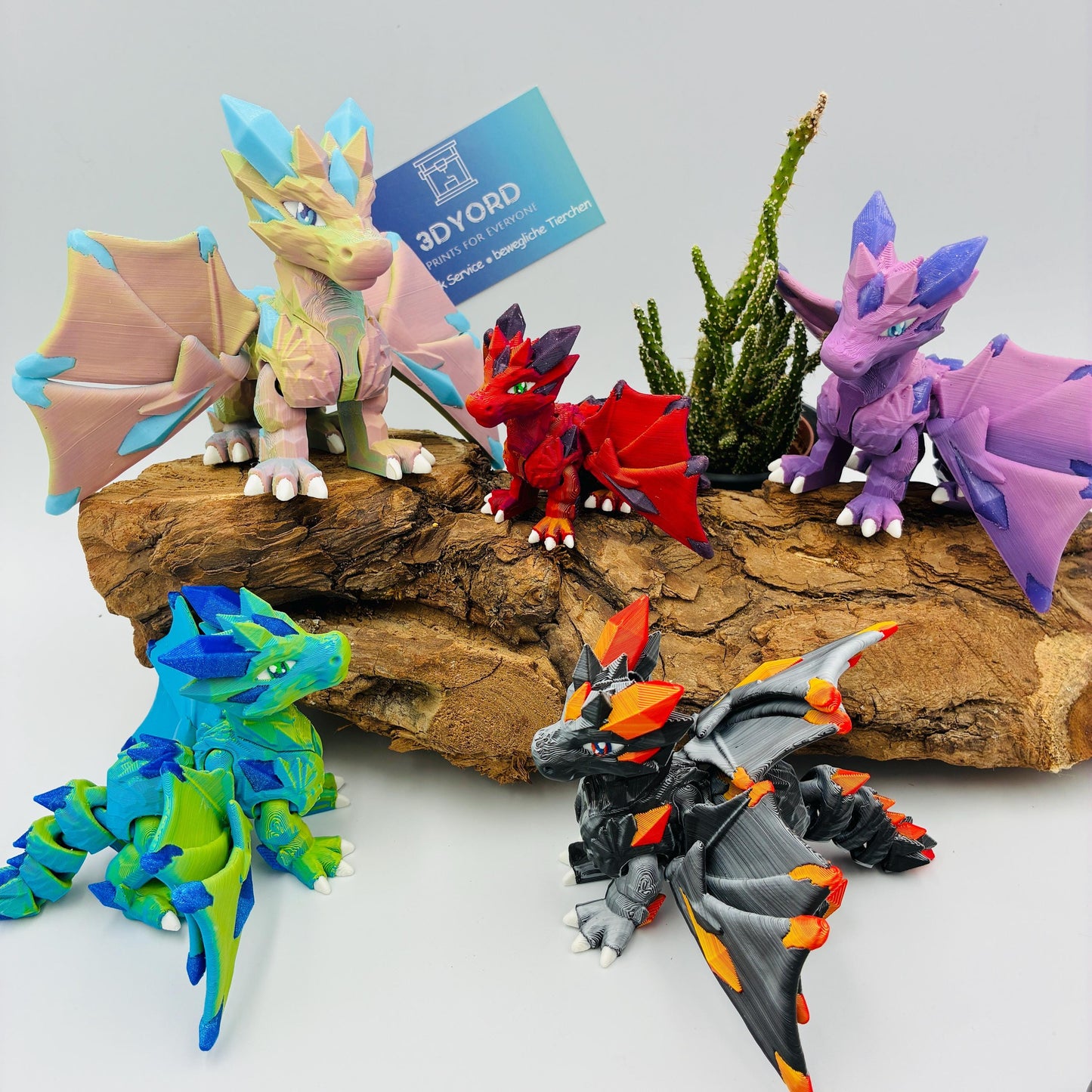 Magischer Kristalldrache – Beweglicher 3D-Druck Drache in Wunschfarbe
