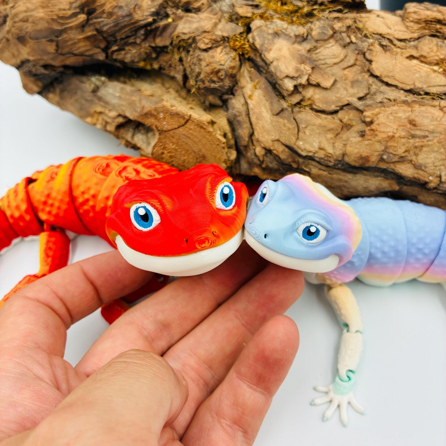3D gedruckter Leopard Gecko – beweglich, detailreich, Wunschfarbe, verschiedene Größen, Baby-Variante, Schlüsselanhänger