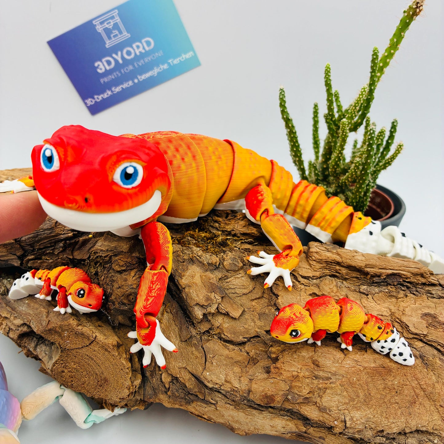 3D gedruckter Baby Leopard Gecko – beweglich, detailreich, Wunschfarbe, verschiedene Größen, Baby-Variante, Schlüsselanhänger