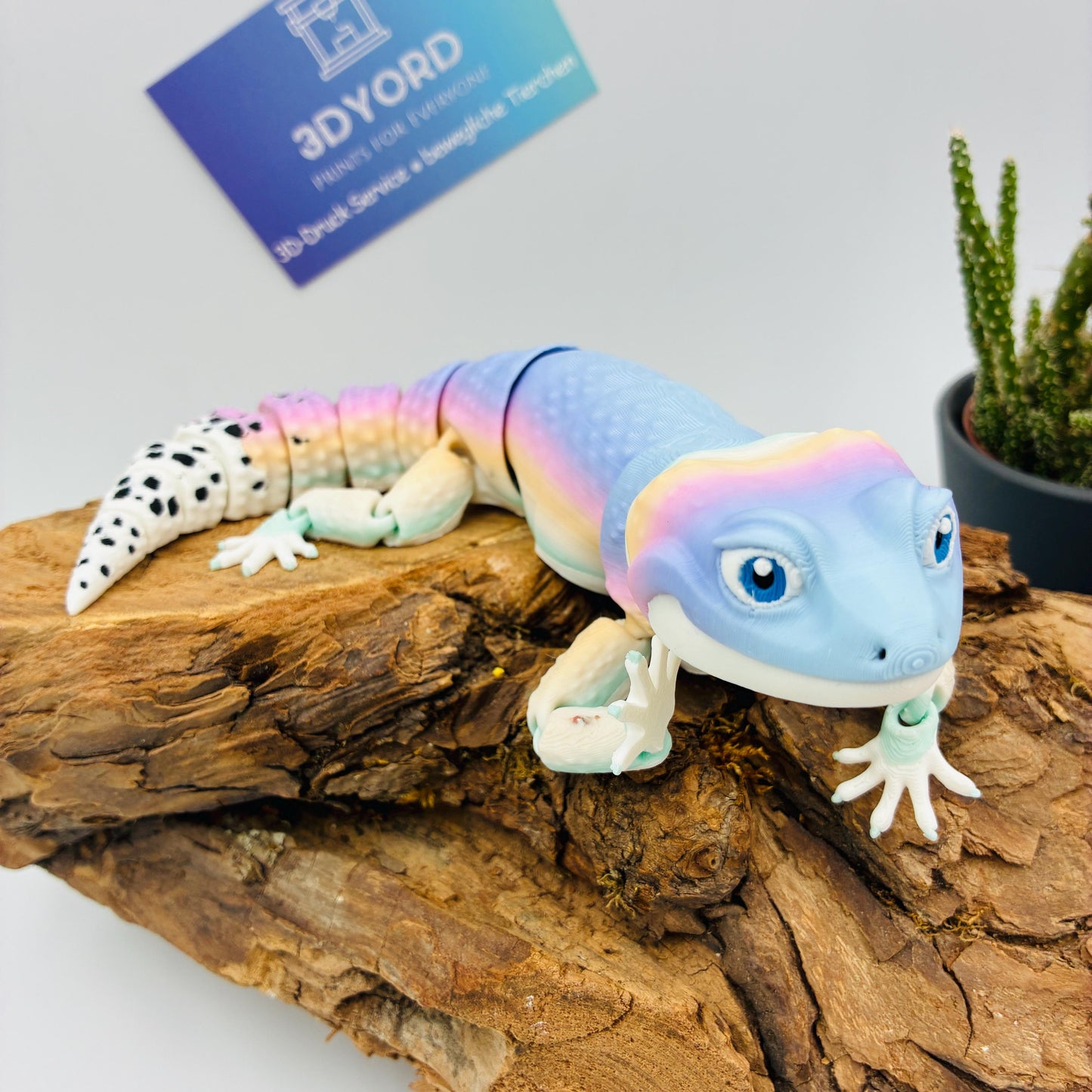 3D gedruckter Leopard Gecko – beweglich, detailreich, Wunschfarbe, verschiedene Größen, Baby-Variante, Schlüsselanhänger