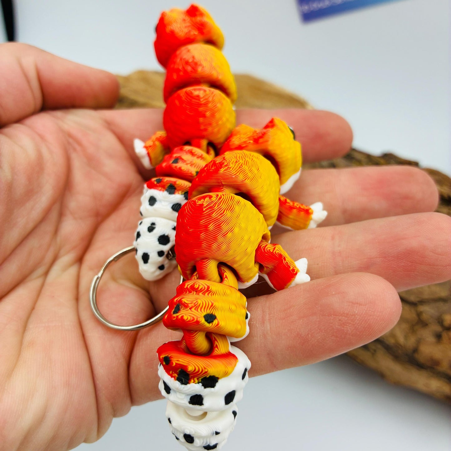 3D gedruckter Baby Leopard Gecko – beweglich, detailreich, Wunschfarbe, verschiedene Größen, Baby-Variante, Schlüsselanhänger