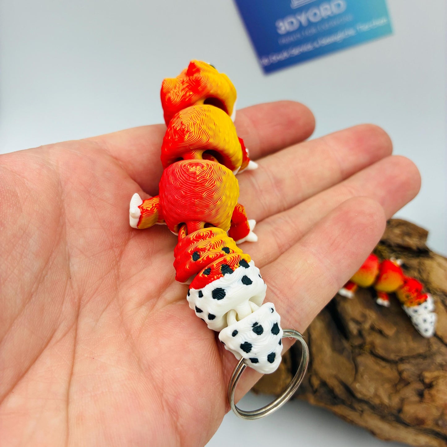 3D gedruckter Leopard Gecko – beweglich, detailreich, Wunschfarbe, verschiedene Größen, Baby-Variante, Schlüsselanhänger