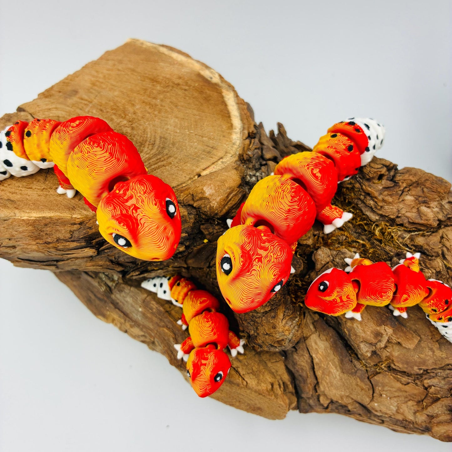 3D gedruckter Baby Leopard Gecko – beweglich, detailreich, Wunschfarbe, verschiedene Größen, Baby-Variante, Schlüsselanhänger