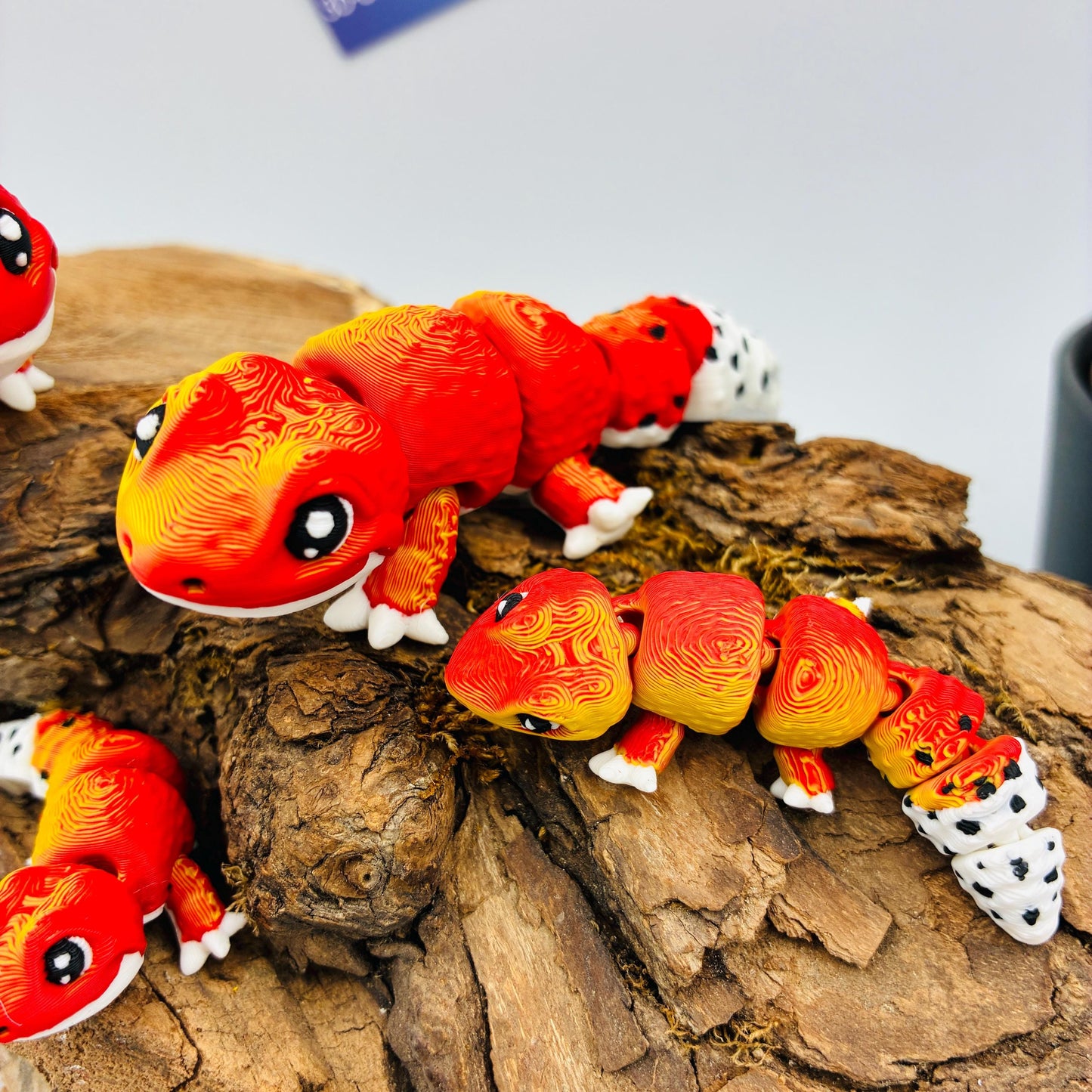 3D gedruckter Baby Leopard Gecko – beweglich, detailreich, Wunschfarbe, verschiedene Größen, Baby-Variante, Schlüsselanhänger