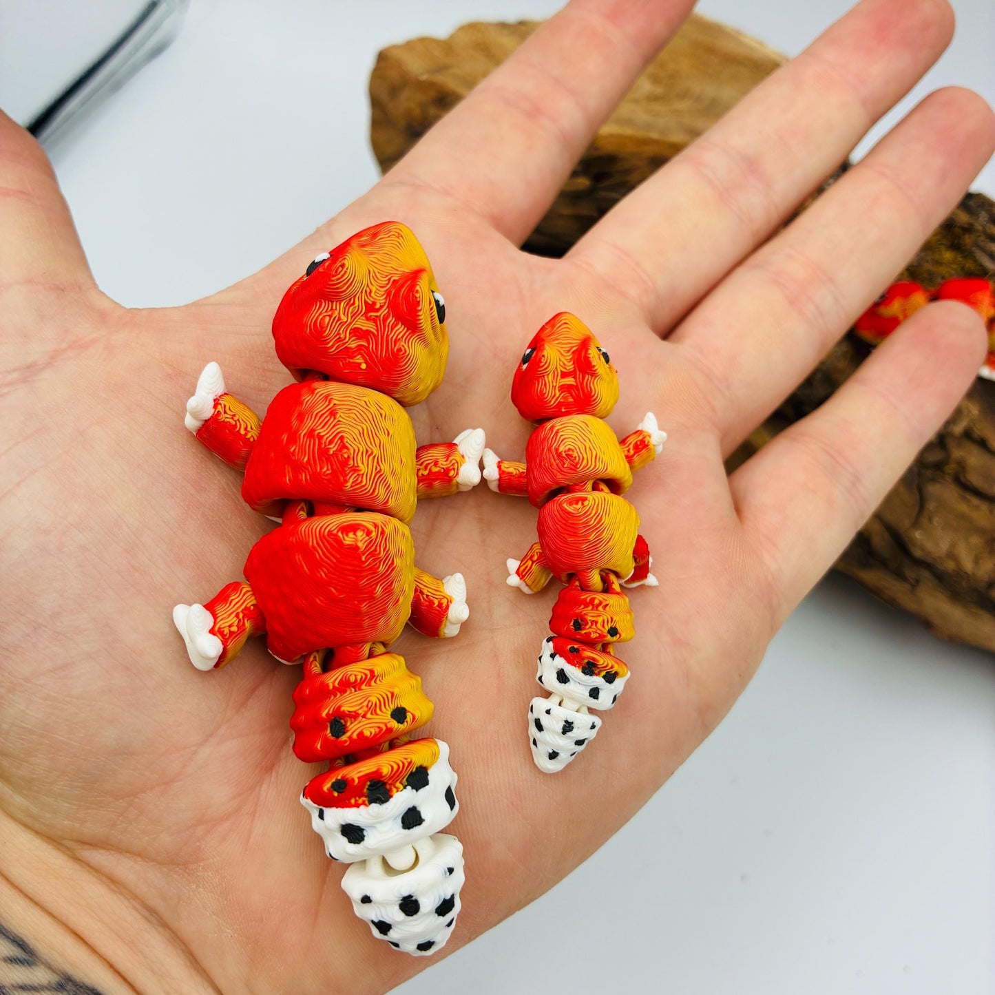 3D gedruckter Leopard Gecko – beweglich, detailreich, Wunschfarbe, verschiedene Größen, Baby-Variante, Schlüsselanhänger