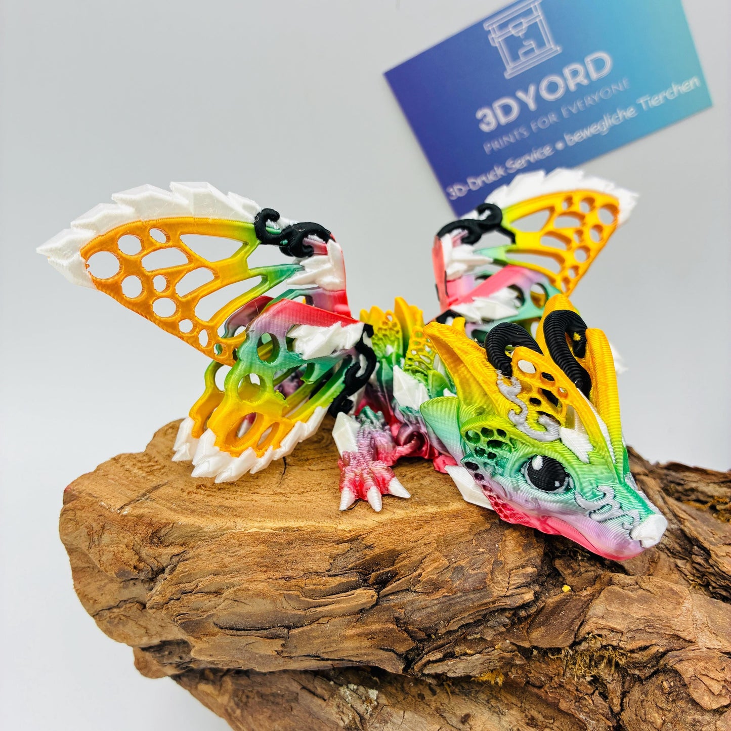 Baby Fee Wolf Drache mit mystischen Flügeln – Beweglicher 3D-gedruckter Drache - Magisches Geschenk