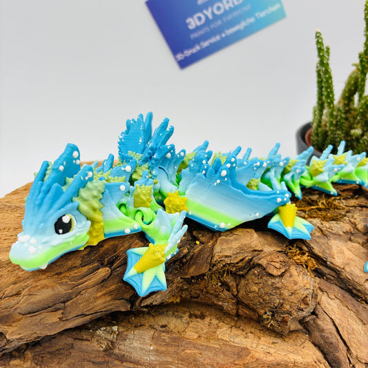 Beweglicher Baby Ocean Drache | 3D Druck Drache | Flexi Dragon | Fantasy Figur | Drachen Geschenk | Fidget Spielzeug | Deko