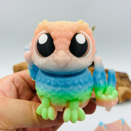 3D-gedruckte bewegliche Eule nachtleuchtend Regenbogen – handgemachte Eulenfiguren, Geschenk & Deko