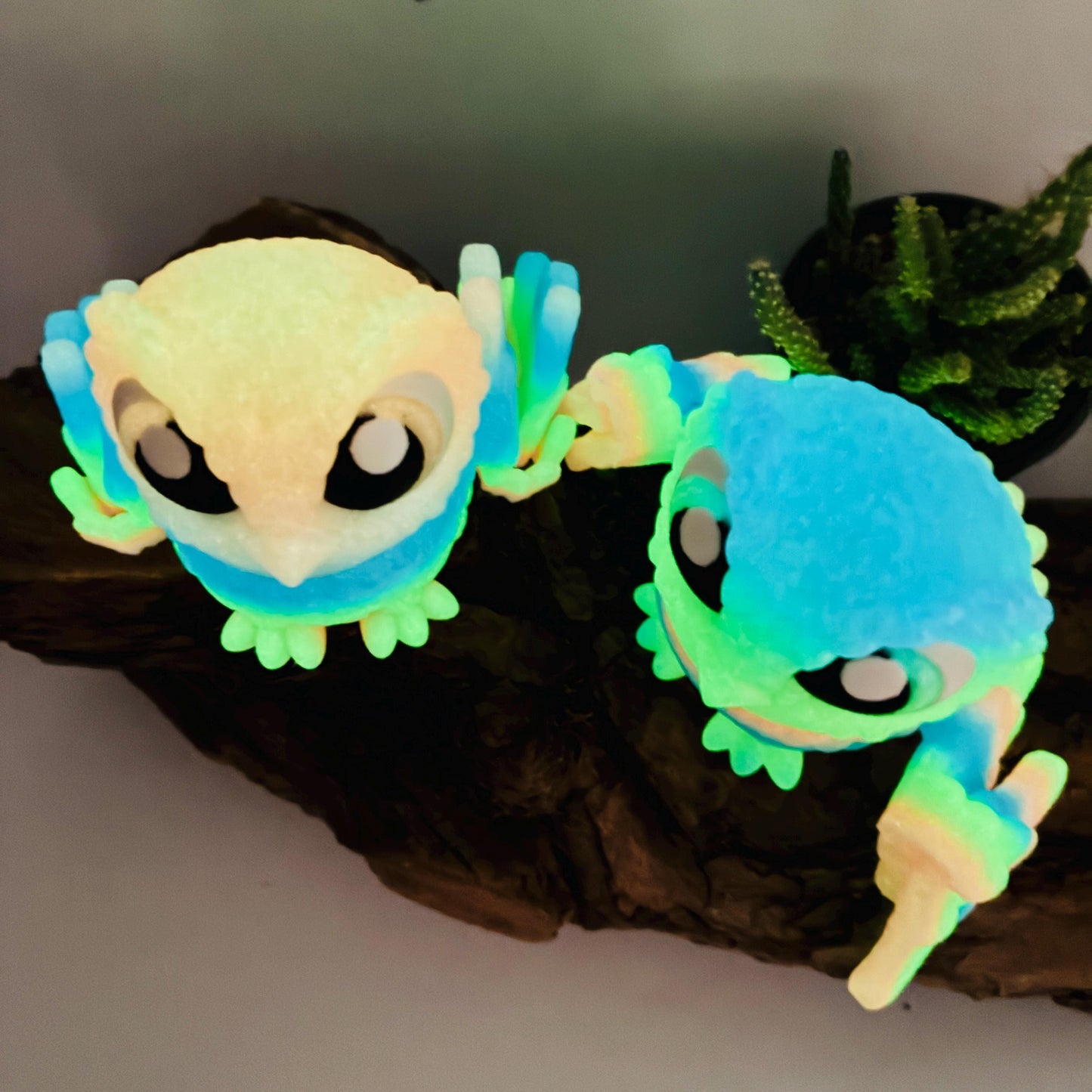 3D-gedruckte bewegliche Eule nachtleuchtend Regenbogen – handgemachte Eulenfiguren, Geschenk & Deko