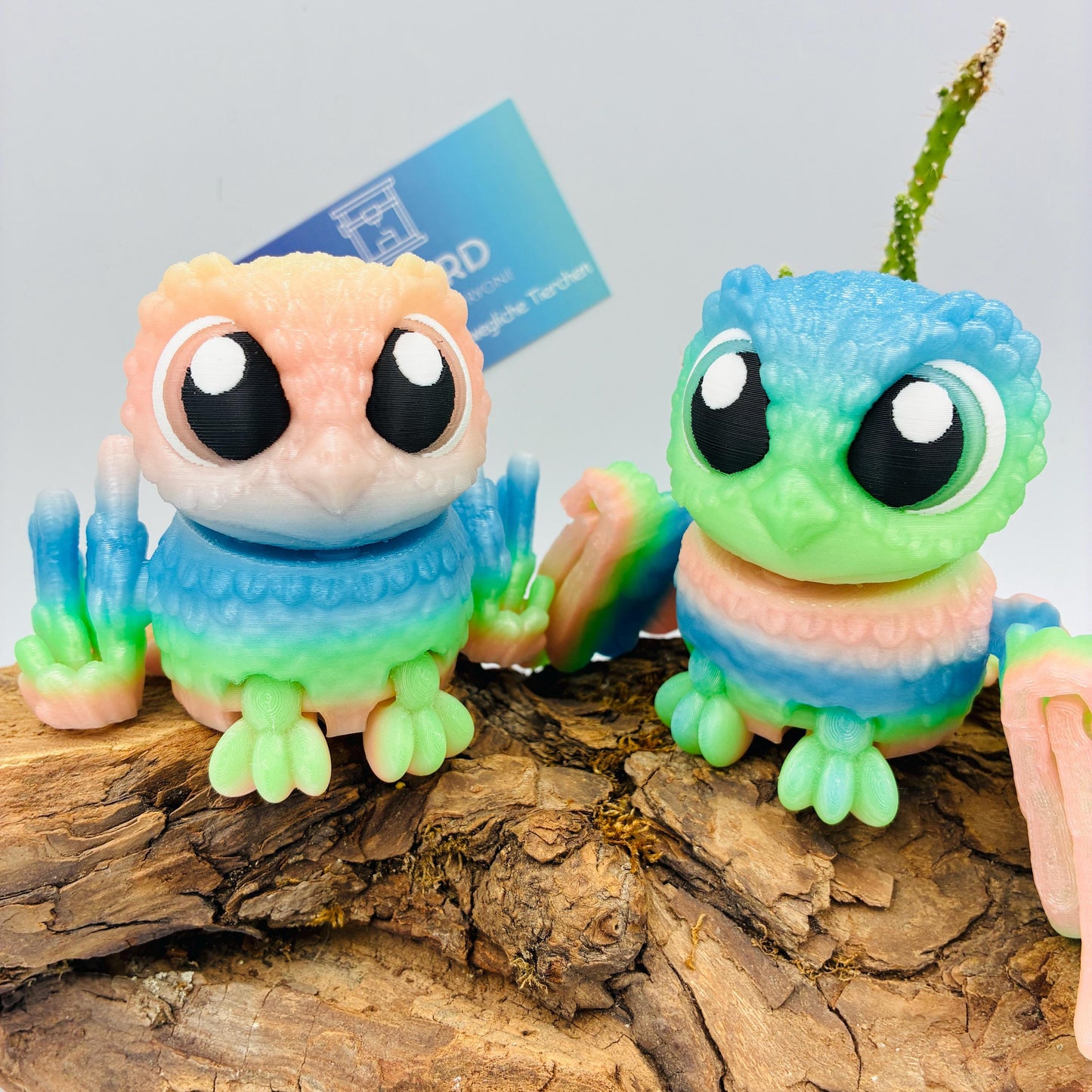 3D-gedruckte bewegliche Eule nachtleuchtend Regenbogen – handgemachte Eulenfiguren, Geschenk & Deko