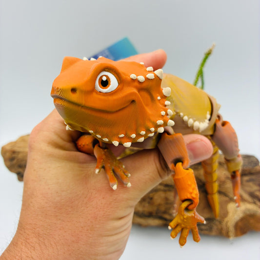 3D gedruckter Bartagame – beweglich, realistisch, Wunschfarben, verschiedene Größen, dekorativ, Sammlerfigur, Geschenk für Reptilienfans