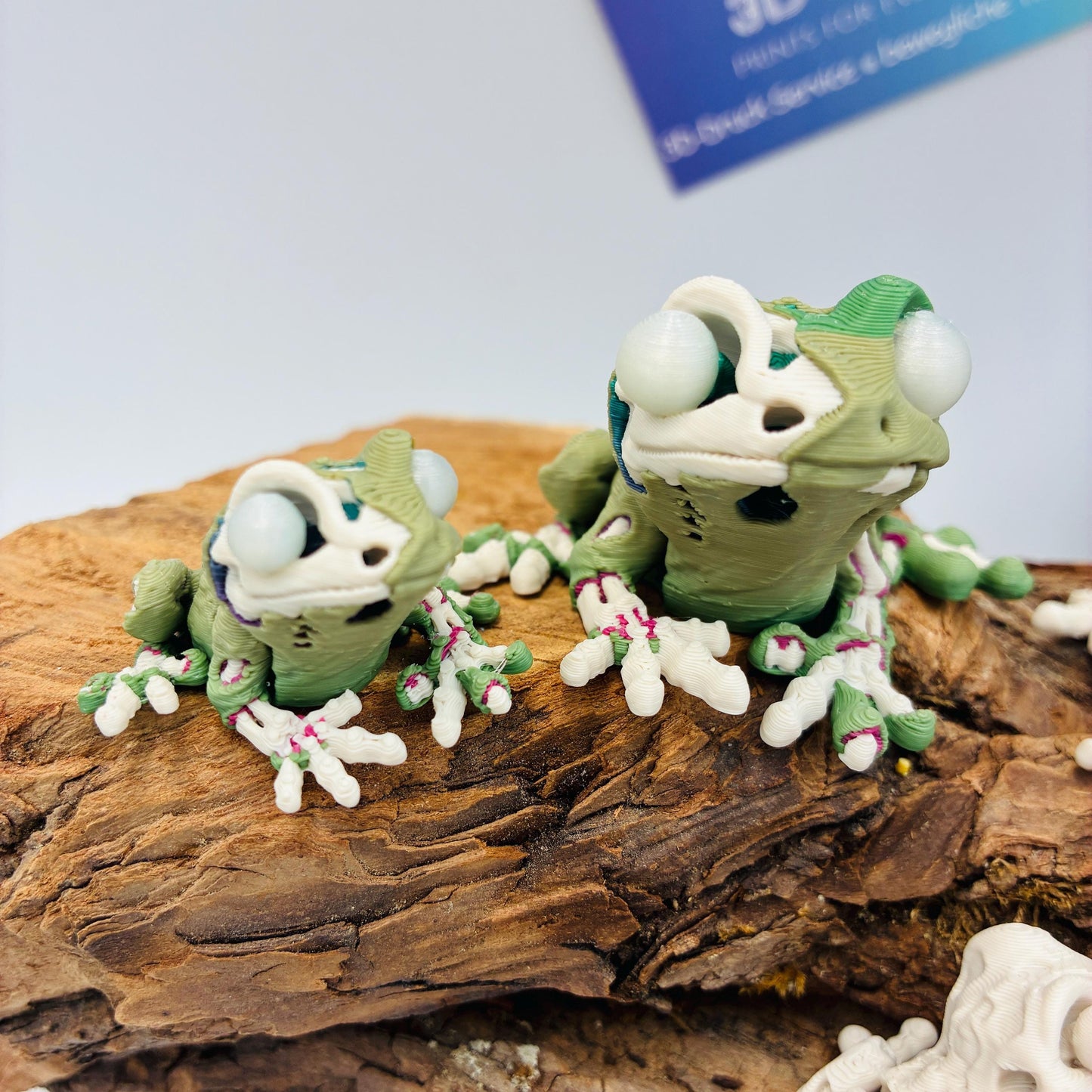 Beweglicher Skelett Frosch 3D Druck – Nachtleuchtender Zombie Frosch, Halloween Deko, Mini Frosch & Schlüsselanhänger