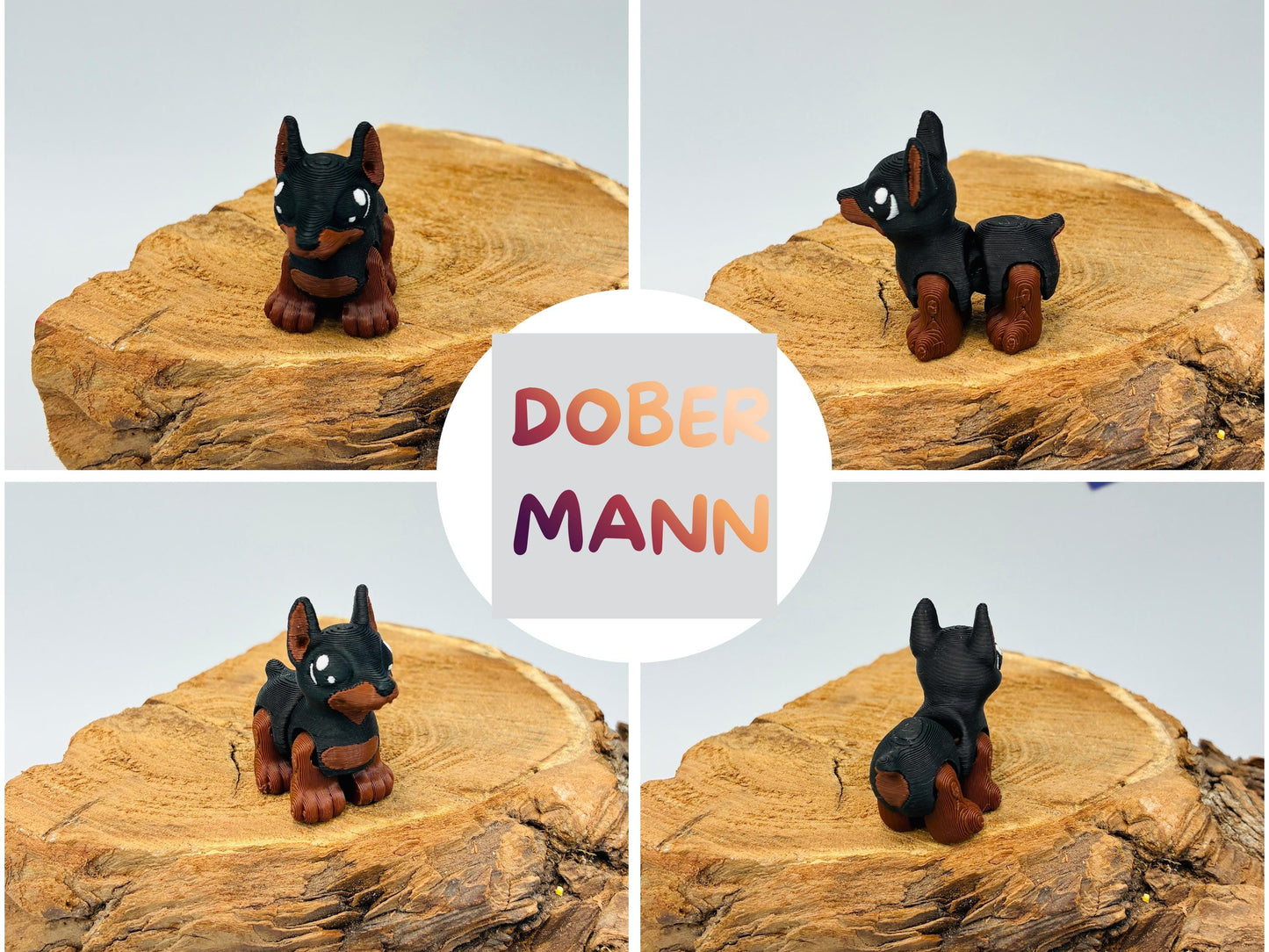 6 bewegliche Baby Hundefiguren als Deko – Welpen-Set mit Schäferhund, Mops, Labrador, Pudel, Rottweiler & Dobermann