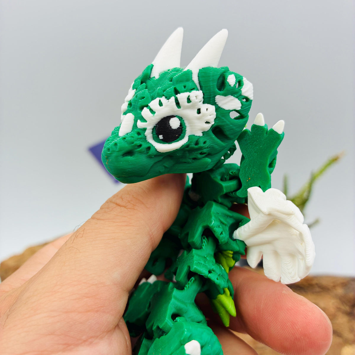 Beweglicher Monstera Drache & Baby – 3D-gedruckte Plant Dragon Figur – flexible Fantasy Deko – Geschenk für Pflanzenfans
