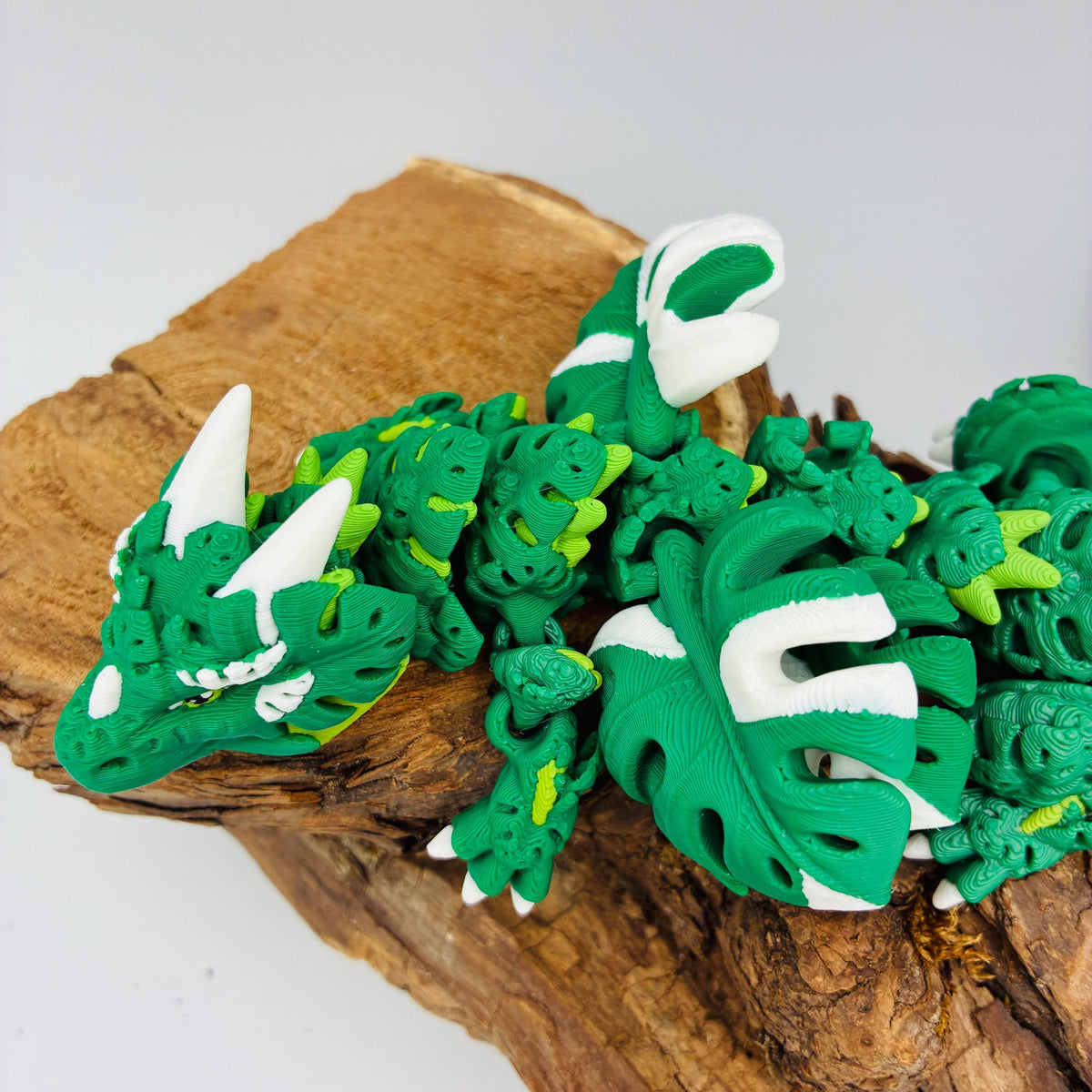 Beweglicher Monstera Drache & Baby – 3D-gedruckte Plant Dragon Figur – flexible Fantasy Deko – Geschenk für Pflanzenfans